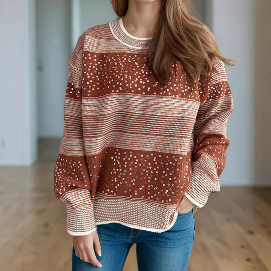 Damen modischer Pullover mit funkelnden Applikationen Heidi-Mode