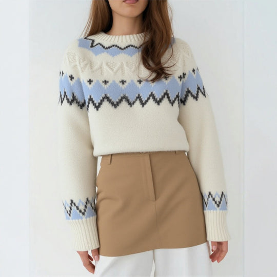 Damen Strickpullover mit grafischem Muster und weichem Material Heidi-Mode