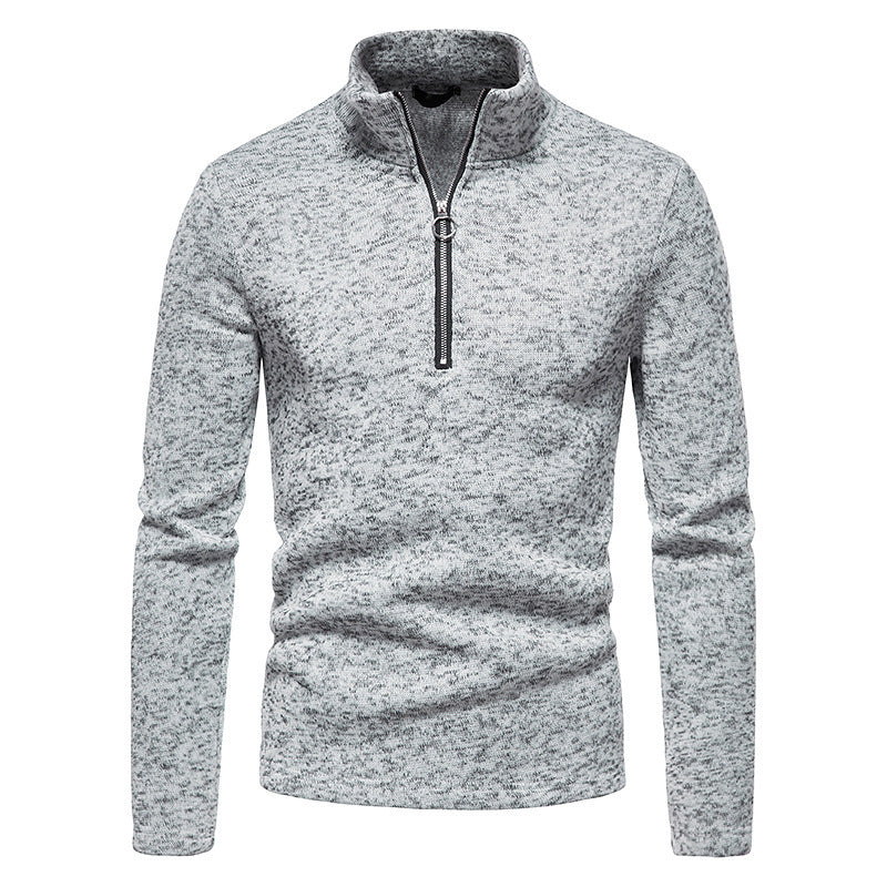 Herren sportlicher Pullover mit hohem Kragen und innovativem Reißverschluss Heidi-Mode