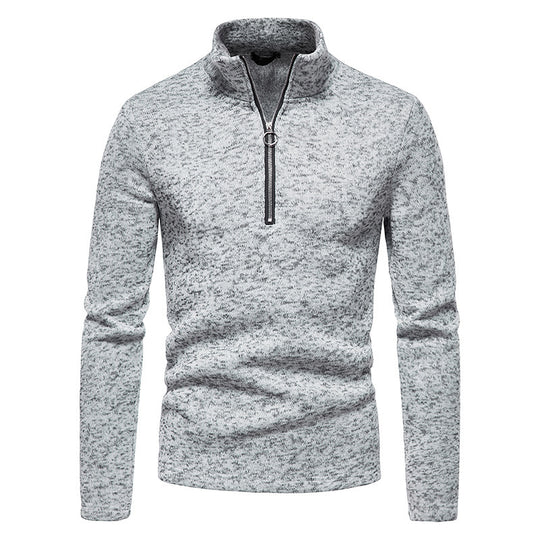 Herren sportlicher Pullover mit hohem Kragen und innovativem Reißverschluss Heidi-Mode