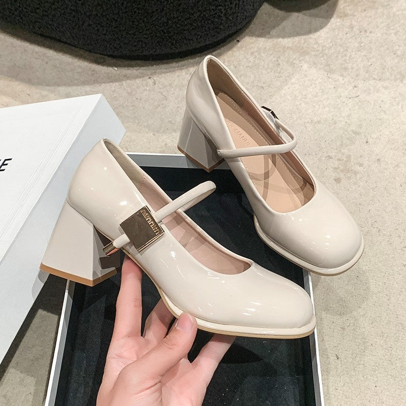 Damen Elegante Mary Jane Pumps mit Blockabsatz und modischem Riemen Heidi-Mode