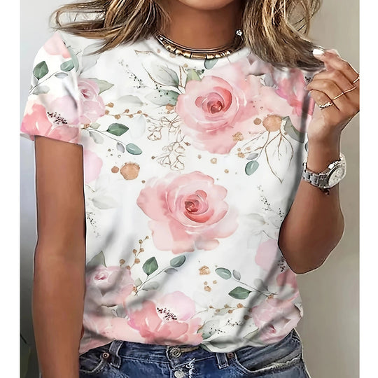 Damen T-Shirt mit floralem Design und modernem Schnitt Heidi-Mode