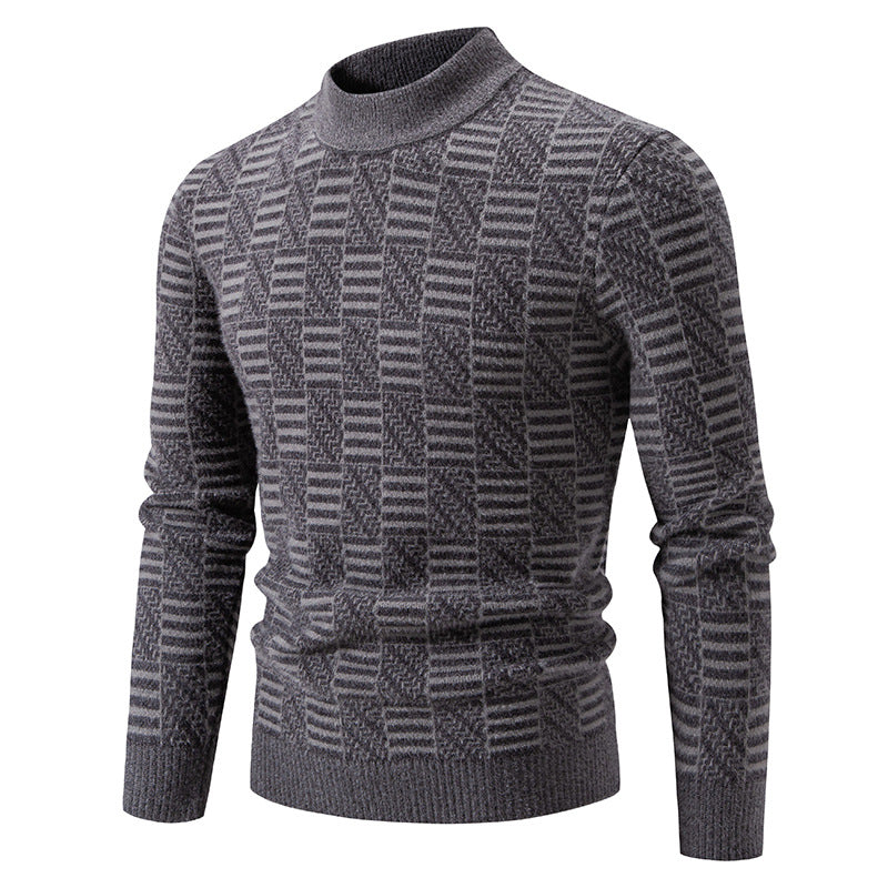 Herren Strickpullover mit strukturiertem Design und hohem Kragen Heidi-Mode