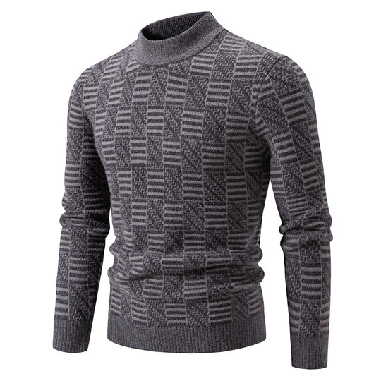Herren Strickpullover mit strukturiertem Design und hohem Kragen Heidi-Mode