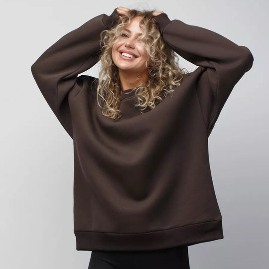 Damen lässiges Over-Sized Sweatshirt mit Oversized-Schnitt und weichen Baumwollmaterialien Heidi-Mode