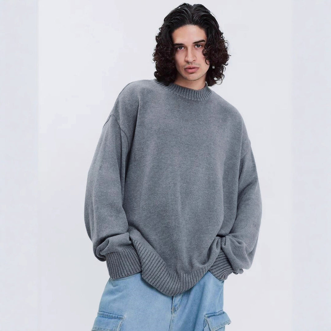 Damen gemütlicher Oversized Pullover mit strukturiertem Rippenmuster und breiten Bündchen Heidi-Mode