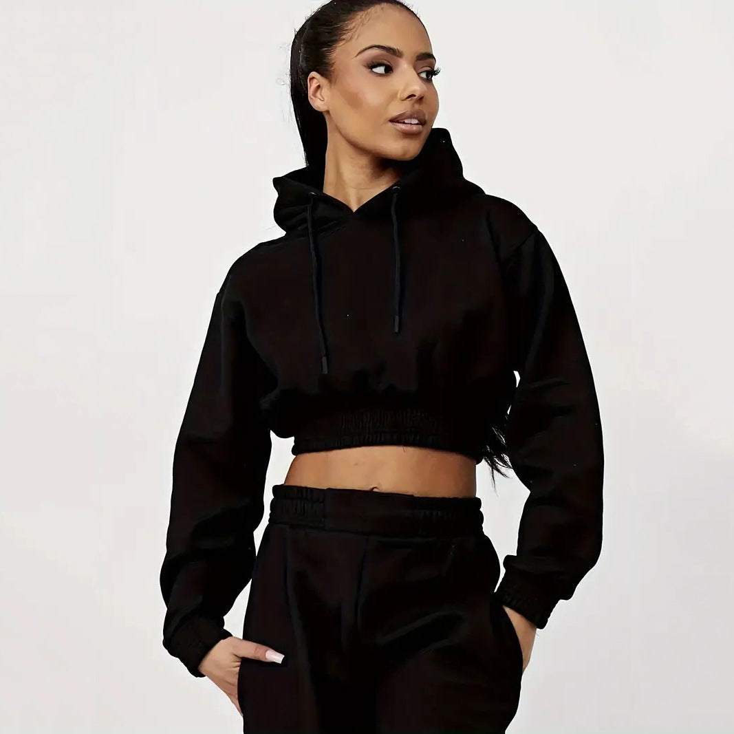 Damen Sportliches Cropped Hoodie und lässige Jogginghose Set Heidi-Mode