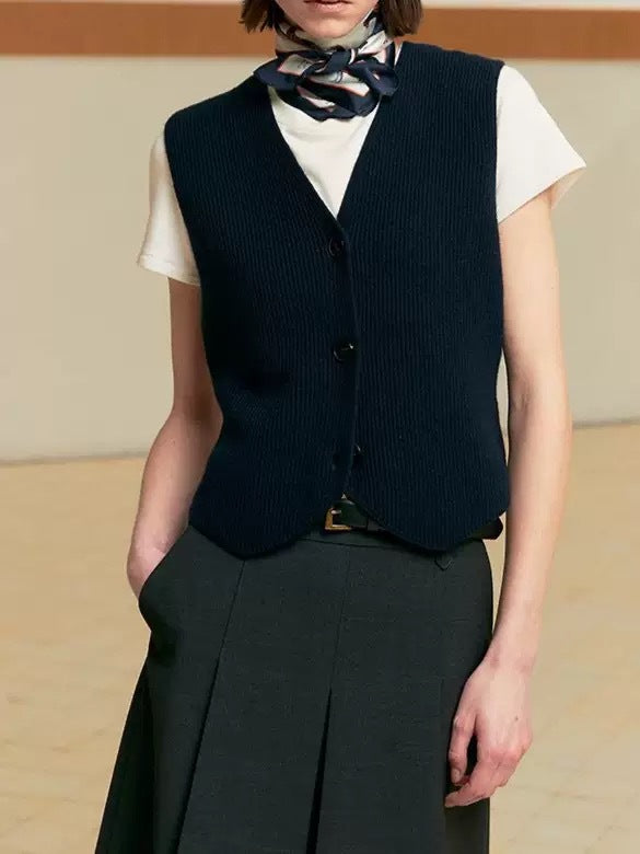 Damen Strickweste mit feiner Rippenstruktur und nachhaltiger Baumwolle Heidi-Mode