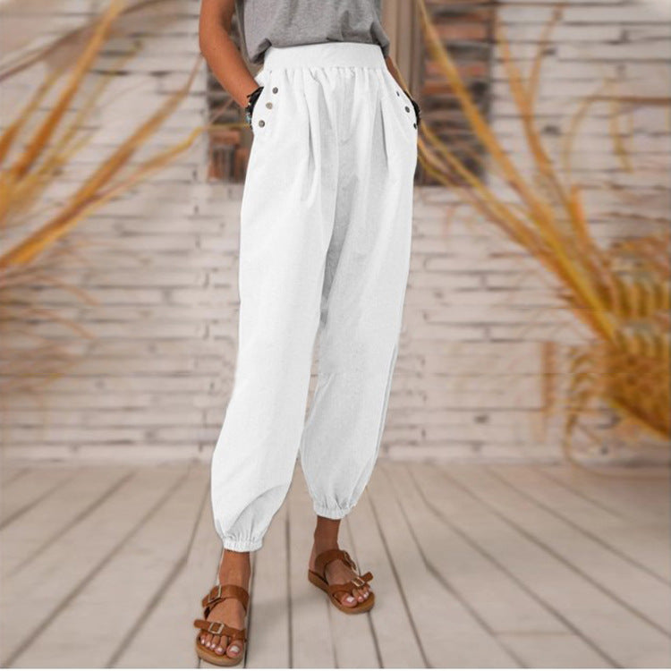Damen Bequeme Hose mit seitlichen Taschen und Gummibund Heidi-Mode