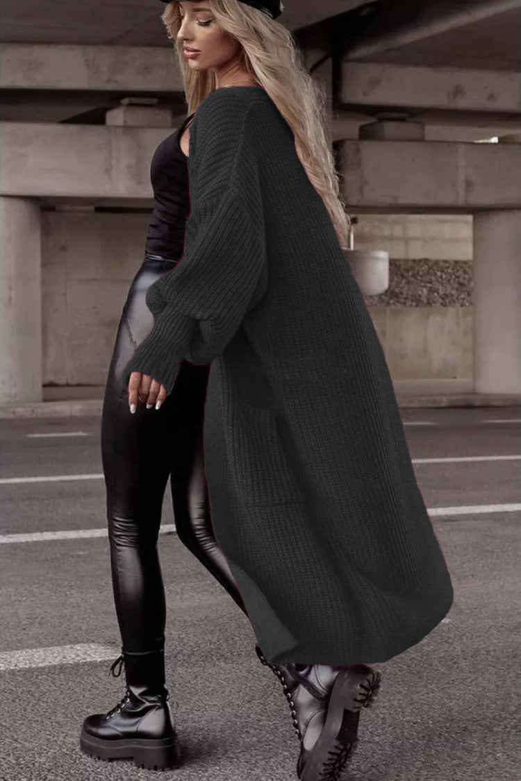 Damen Grobstrickmantel im lässigen Oversized-Stil mit tiefen Taschen Heidi-Mode