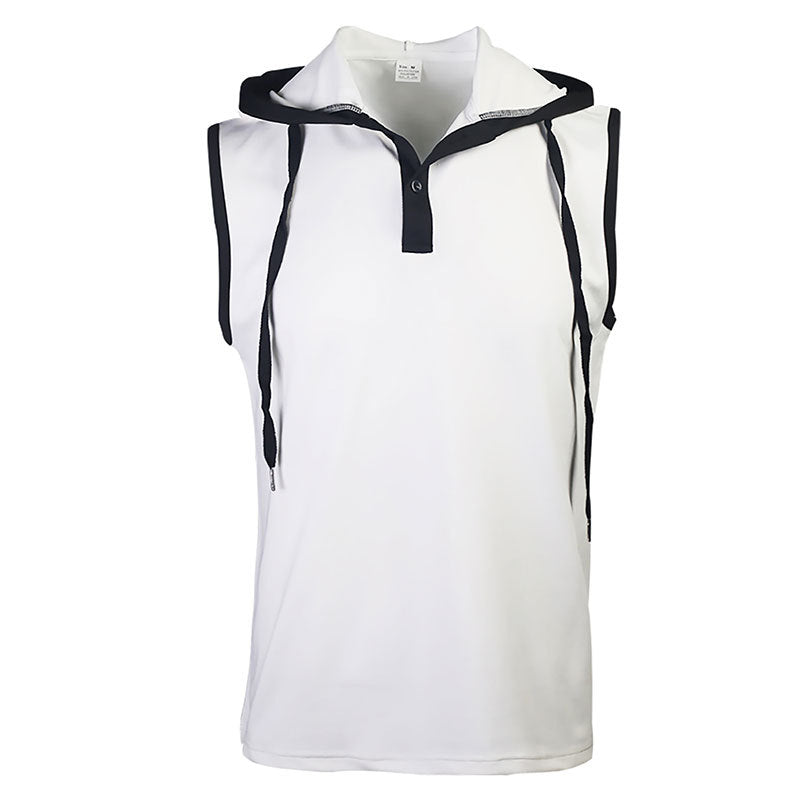 Herren ärmelloses Polo-Shirt mit stylishem Kapuzenkragen Heidi-Mode
