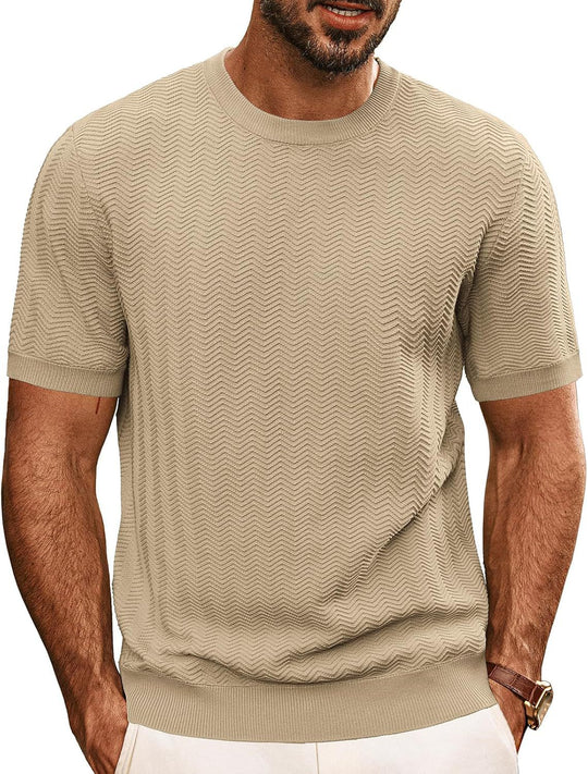 Herren strukturiertes Rundhals T-Shirt Heidi-Mode