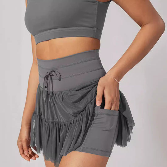 Damen Volantrock mit Raffung und elastischem Bund Heidi-Mode