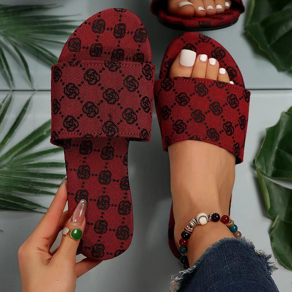 Damen offene Badesandalen mit trendiger Logostickerei und rutschfester Sohle Heidi-Mode