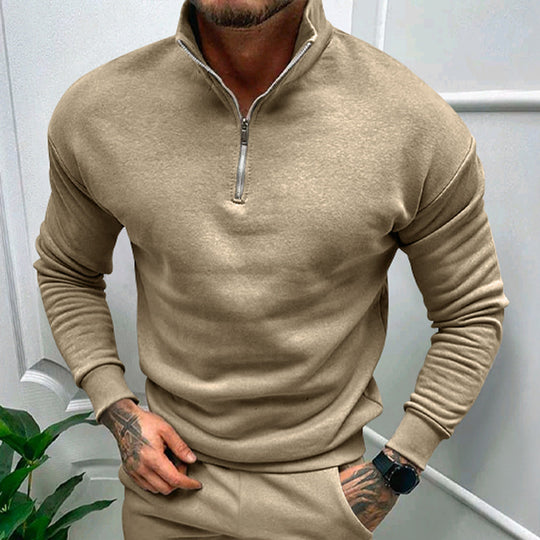 Herren Sweatshirt mit Stehkragen und Reißverschluss Heidi-Mode