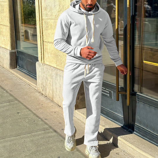 Herren Sportlicher Fleeceanzug mit modernem Strukturdesign und praktischer Kapuze Heidi-Mode