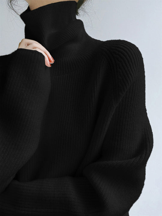 Damen Kuscheliger Rollkragenpullover aus weicher Baumwolle Heidi-Mode