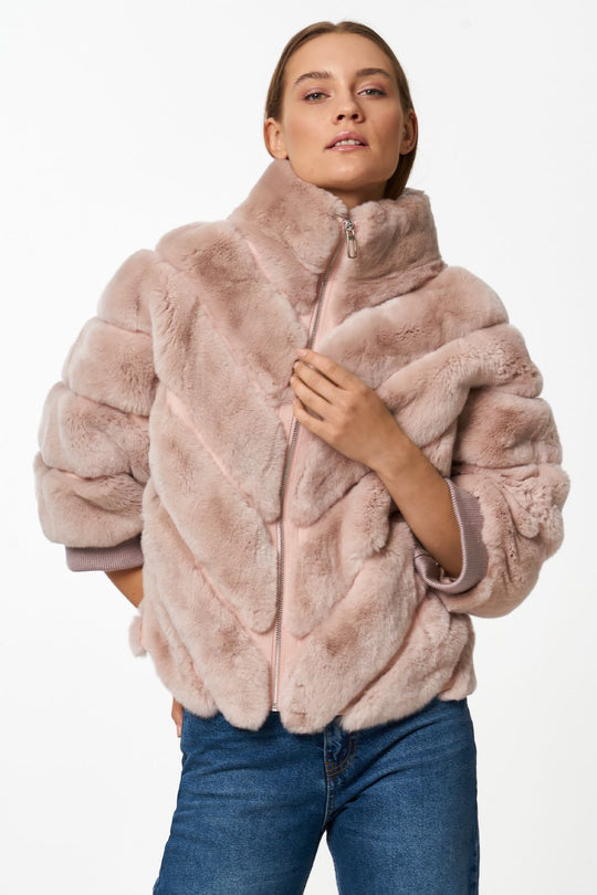 Damen Kuschelige Kunstpelzjacke mit Steppdesign Heidi-Mode