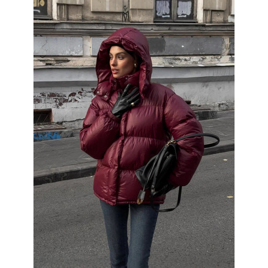 Damen Steppjacke mit glänzender Oberflächenstruktur Heidi-Mode