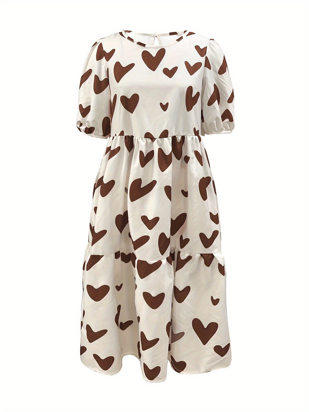 Damen Minikleid mit modernem Herzmuster und luftigen Ärmeln Heidi-Mode