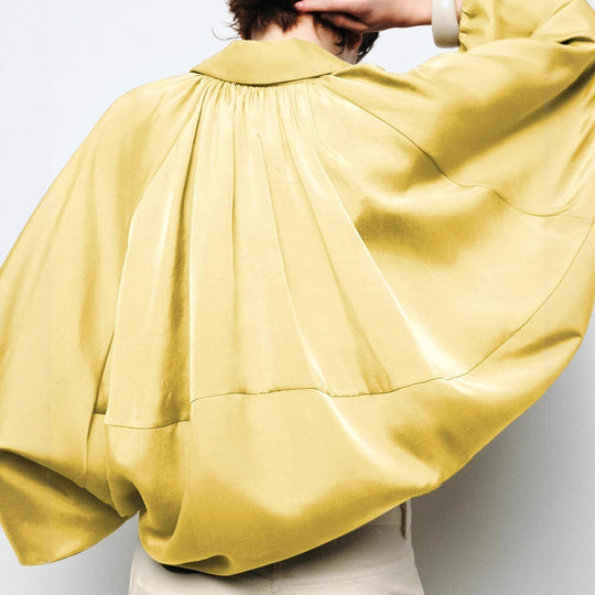 Damen Oversize Satinjacke mit Reißverschluss und elastischem Bündchen Heidi-Mode