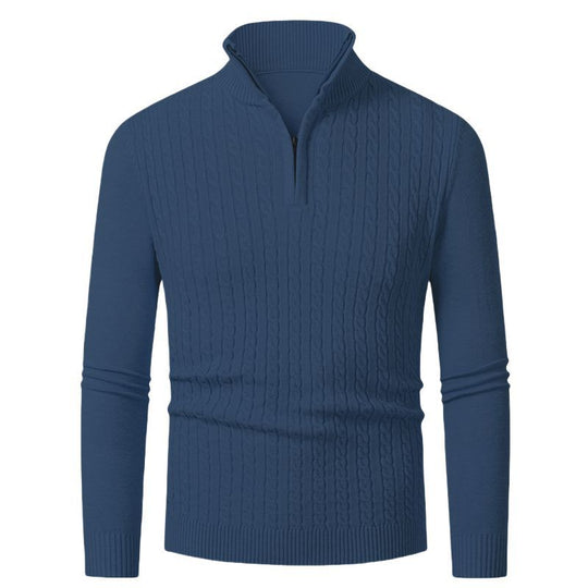 Herren Strickpullover mit modischem Zopfmuster und hochgeschlossenem Kragen Heidi-Mode