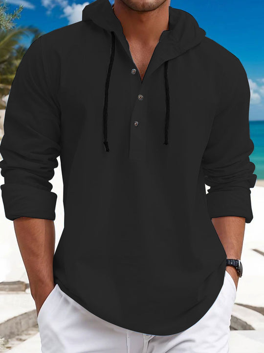 Herren Kapuzenpullover mit modischem Knopfdruck und lässigem Schnitt Heidi-Mode