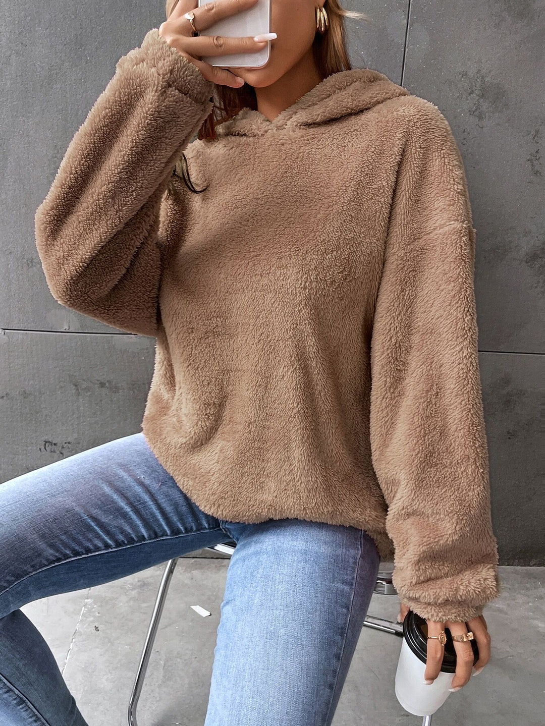 Damen kuscheliger Hoodie aus hochwertigem Plüsch Heidi-Mode