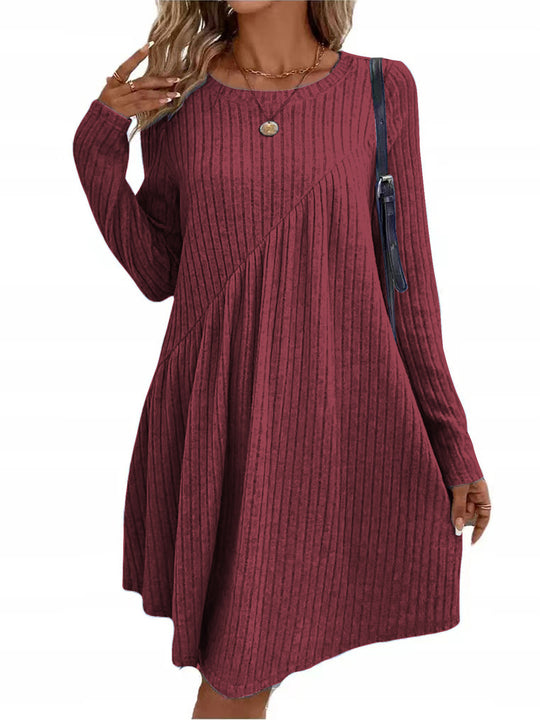 Damen lässiges Ripp-Kleid mit asymmetrischem Design Heidi-Mode