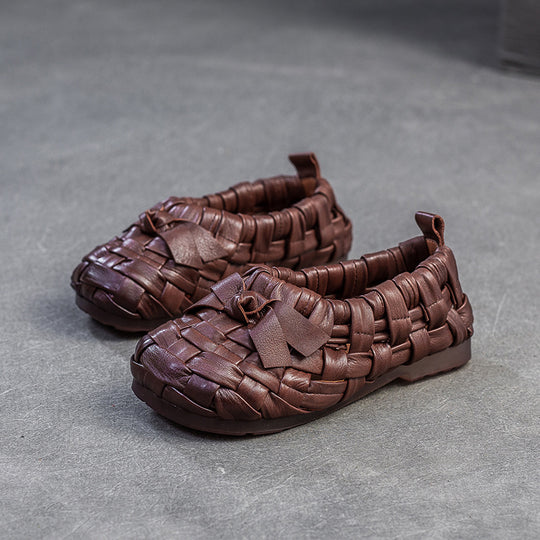 Damen Ballerinas aus geflochtenem Leder mit komfortablem Fußbett Heidi-Mode