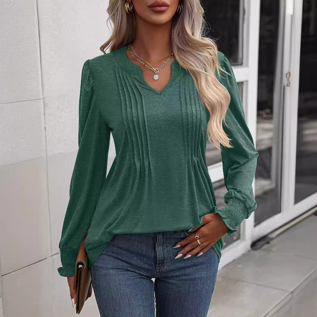 Damen Langarmshirt mit eleganter Rüsche Heidi-Mode