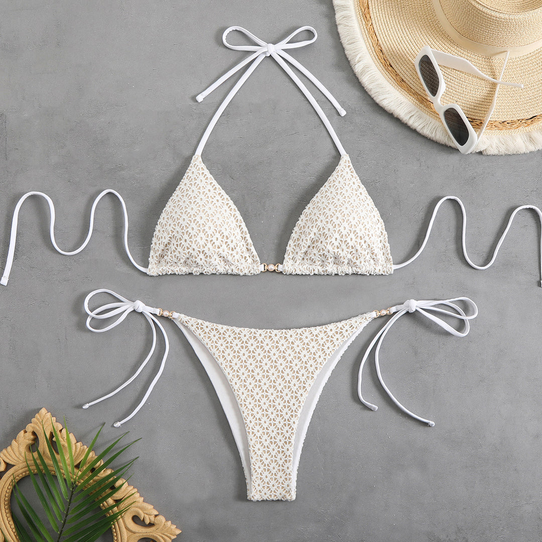 Damen Triangel-Bikini-Set mit verstellbaren Trägern und elastischem Höschen Heidi-Mode