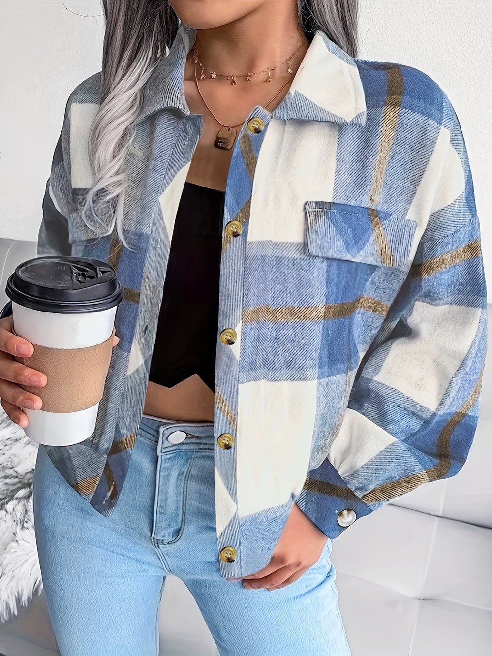 Damen karierte Hemdjacke Heidi-Mode