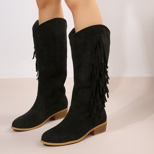 Damen Stiefel mit Fransen Heidi-Mode