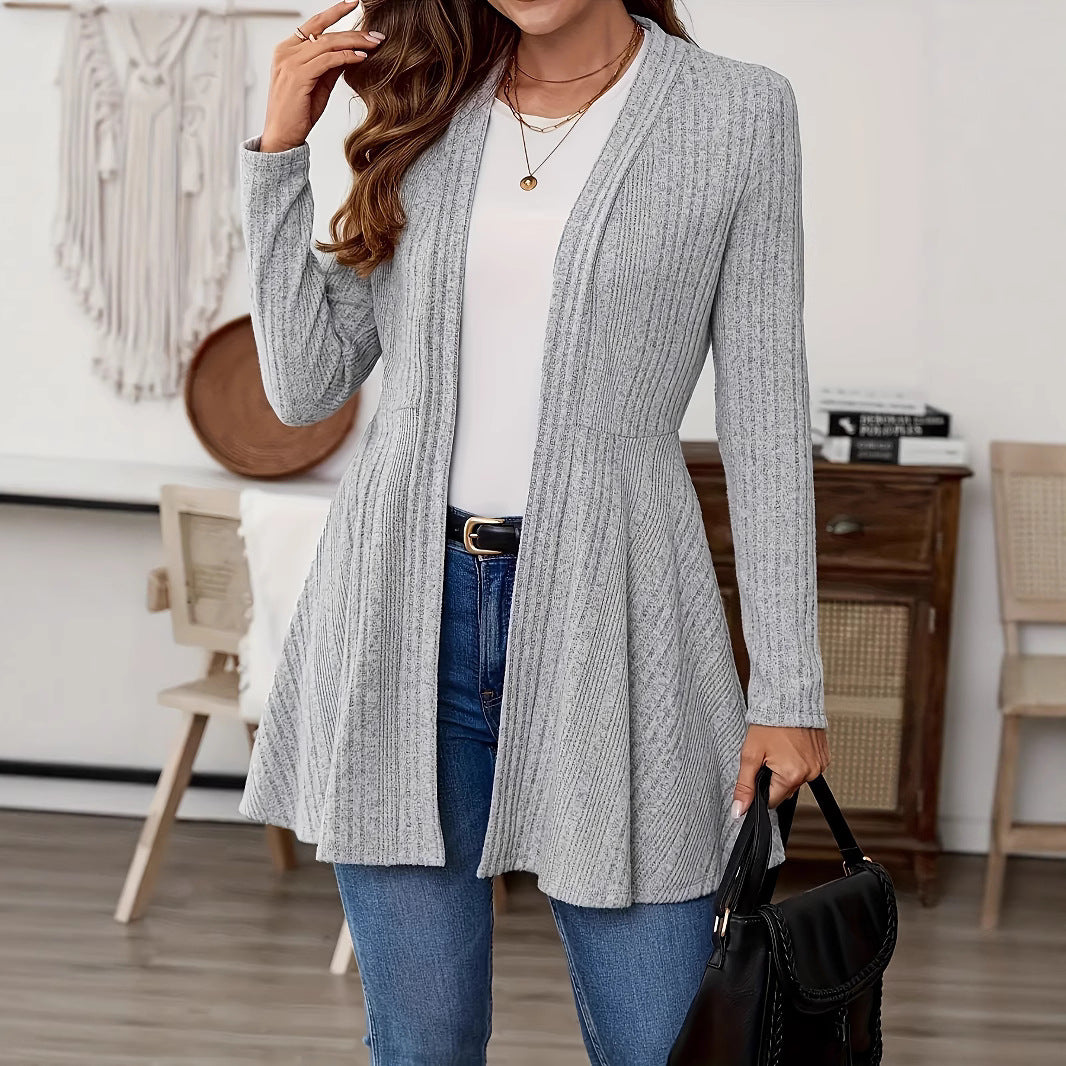 Damen Lange Strickjacke mit schwingendem Saum Heidi-Mode