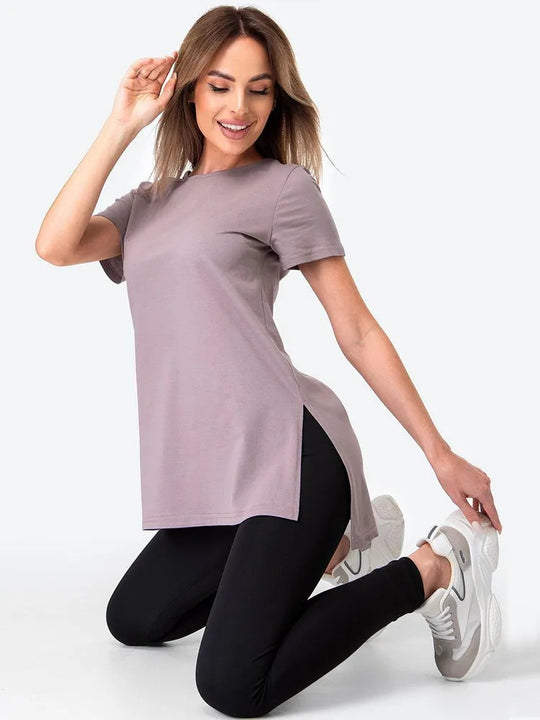 Damen Sportliches Longshirt mit seitlichen Schlitzen Heidi-Mode
