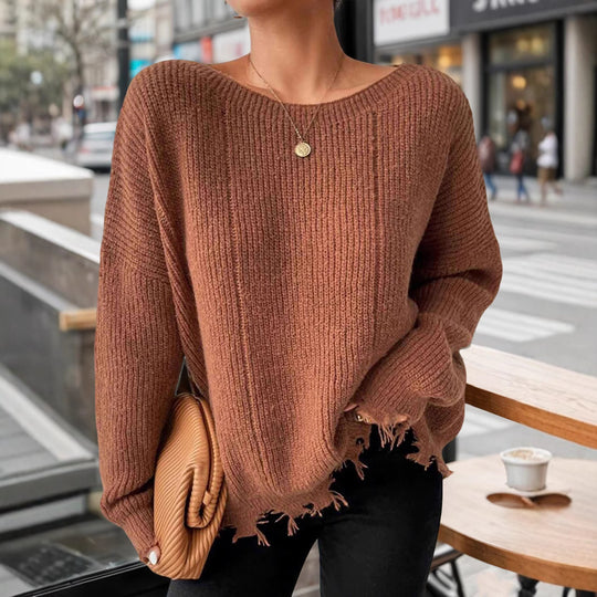 Damen Baumwollpullover mit lässigem Oversized-Schnitt Heidi-Mode