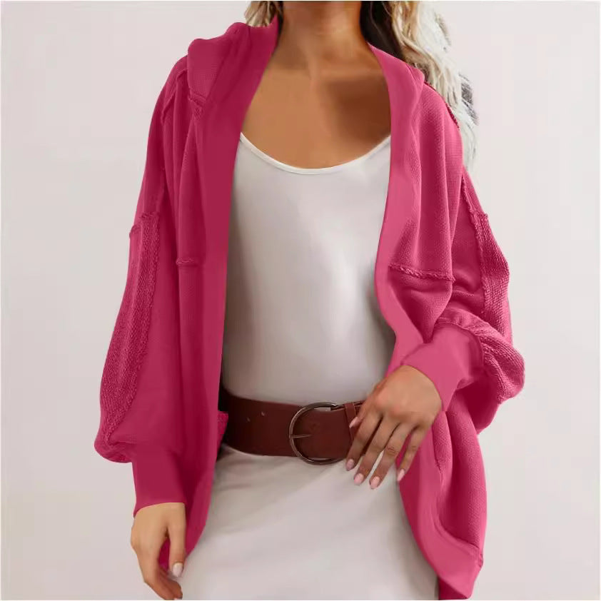 Damen lässige Kapuzenjacke mit strukturierter Oberfläche Heidi-Mode