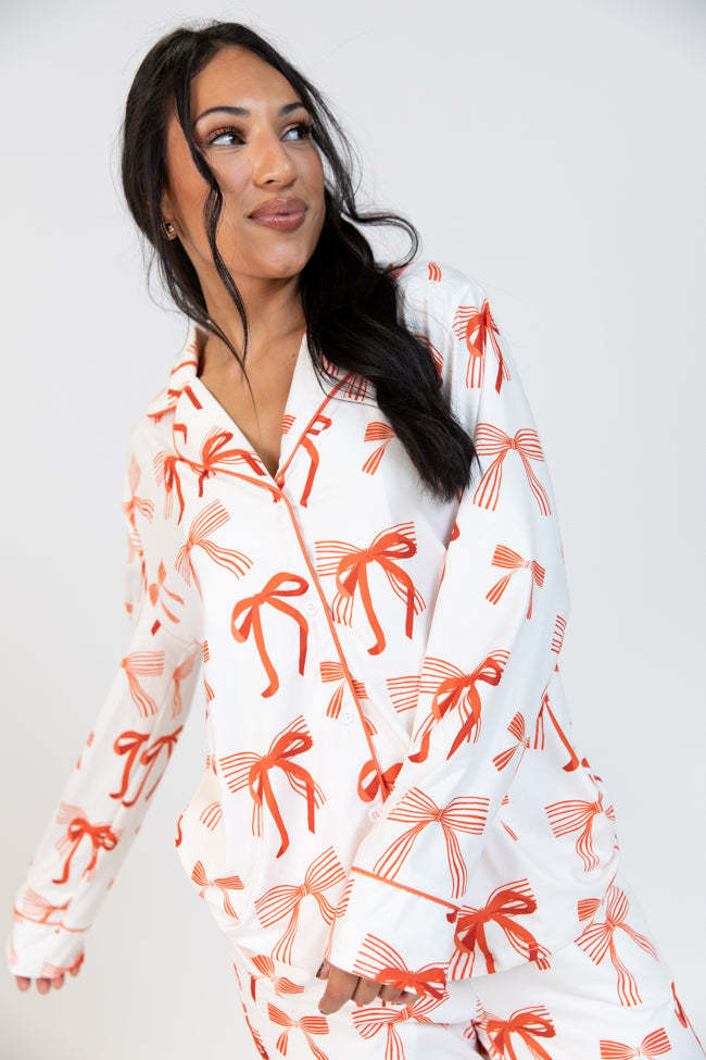 Damen Schlafanzug-Set mit hübschem Schleifenmuster Heidi-Mode