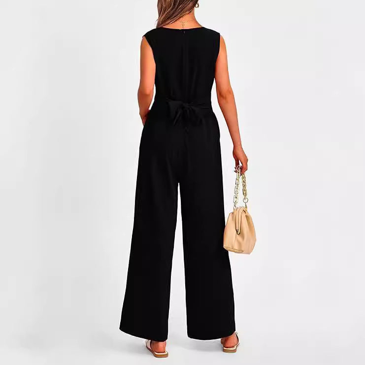 Damen Eleganter Jumpsuit mit taillierter Silhouette und V-Ausschnitt Heidi-Mode