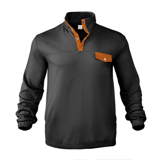 Herren Pullover mit praktischer Knopfleiste und Brusttasche Heidi-Mode