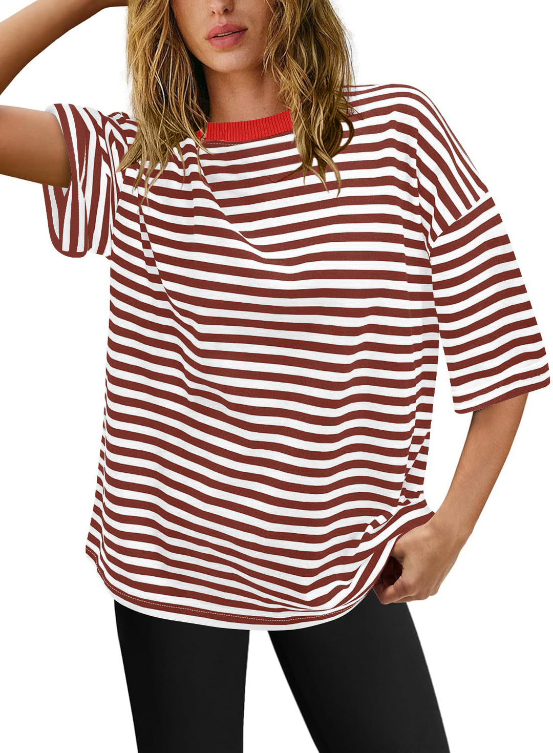 Damen Übergrößen T-Shirt mit Streifenmuster Heidi-Mode
