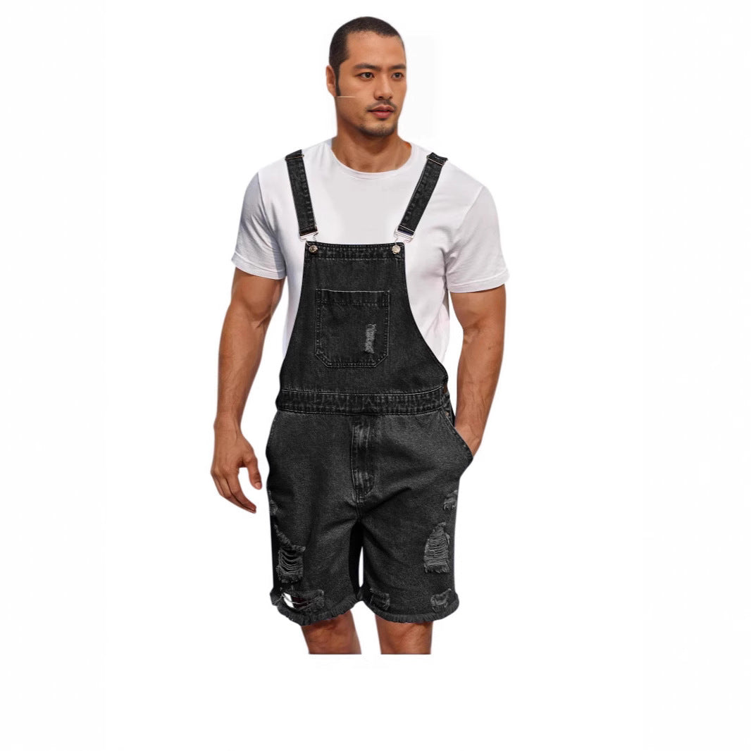 Herren Lässige Denim-Latzhose im distressed Look Heidi-Mode
