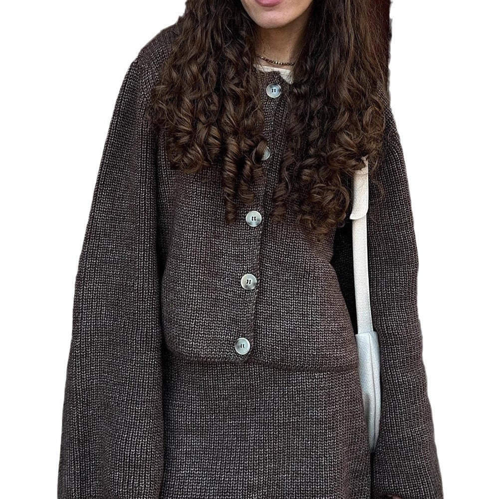 Damen Knitwear Set mit eleganten Knopfdetails Heidi-Mode