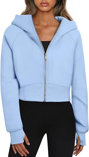 Damen cropped Kapuzenjacke mit durchgehendem Reißverschluss Heidi-Mode