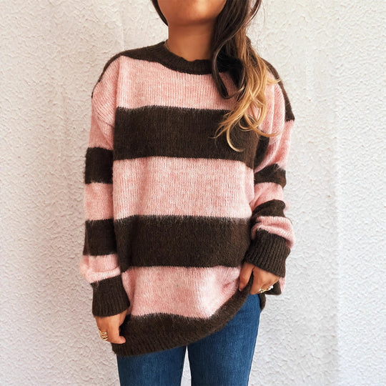 Damen lässiger Streifenpullover im Oversized-Schnitt Heidi-Mode