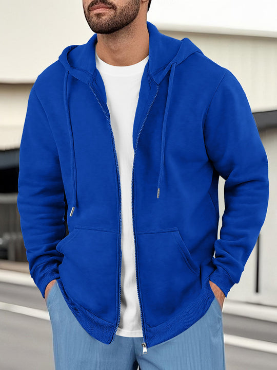 Herren lässige Kapuzenjacke mit atmungsaktivem Sweatstoff und praktischen Taschen Heidi-Mode