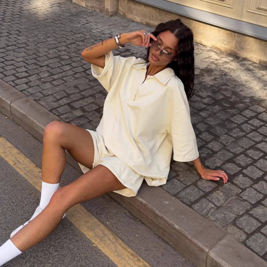 Damen Oversized Poloshirt mit modernen Schnitt und flexibel dehnbaren Ärmeln Heidi-Mode