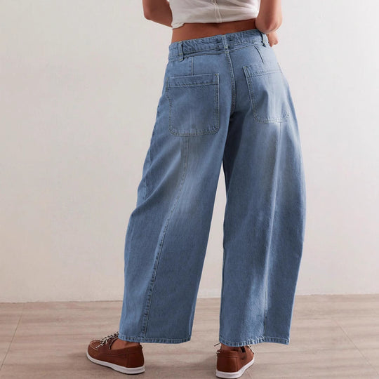 Damen Lässige Weite Denim-Hose mit Tunnelzug Heidi-Mode