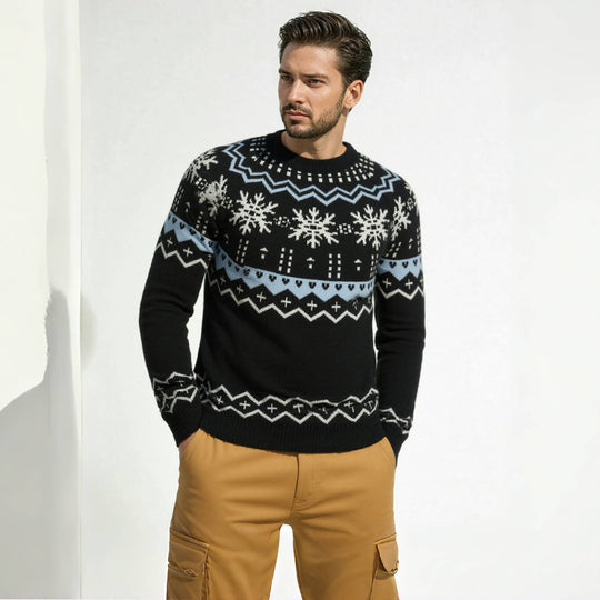 Herren Strickpullover mit winterlichem Muster Heidi-Mode